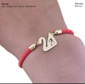 14 Ayar Altın Plakalı Burca Özel Turuncu İpek Örgülü Kuğu Kuşu Figürlü Hediye Bileklik-608 thumbnail 3