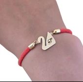 14 Ayar Altın Plakalı Harfe Özel Turuncu İpek Örgülü Kuğu Kuşu Figürlü Hediye Bileklik-608 thumbnail 3