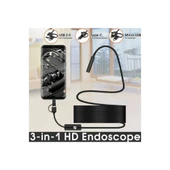 Endoskop 3 İn 1 Yılan Kamera Usb Micro Usb Type-c 20 Metre Sert Kablo - 4