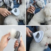 Buffer® Kedi Köpek Tüy Toplayıcı Kendini Temizleyebilen Ergonomik Rahat Evcil Hayvan Tarağı Gri - 5