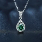 Mystic Glow Damla Zümrüt Yeşili 925 Ayar gümüş zincir kadın kolye thumbnail 4