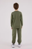 U.S. Polo Assn. Garson Erkek Çocuk Haki Kalın 3 İplik Şardonlu Uzun Kollu Lastikli Paça Eşofman Takım - 5