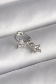 Litae Trend BFS 316L Çelik Gümüş Renk Zirkon Taşlı Kelebek Model Sallantı Detay Tragus Piercing - 1