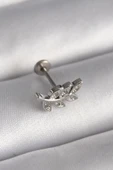 Litae Trend BFS 316L Çelik Gümüş Renk Dal Model Zirkon Taş Detaylı Tragus Piercing - 1