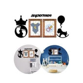 Buffer® Deco103 Supermen Dekoratif Duvar Süsü Tablo Aksesuar Ahşap Tasarım Hediye Pano Sticker Seti - 3