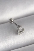 Litae Trend BFS 316L Çelik Gümüş Renk Üçgen Zirkon Taşlı Tragus Piercing - 1