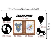 Buffer® Deco103 Supermen Dekoratif Duvar Süsü Tablo Aksesuar Ahşap Tasarım Hediye Pano Sticker Seti - 6