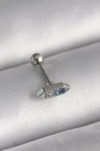 Litae Trend BFS 316L Çelik Gümüş Renk Mavi Zirkon Taşlı Tragus Piercing - 1