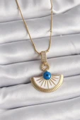 Litae Trend BFS 316L Çelik Gold Renk Zincir Zirkon Taş Detaylı Nazar Boncuk Göz Model Kadın Kolye thumbnail 1