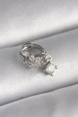 Litae Trend BFS 316L Çelik Gümüş Renk Zirkon Taşlı Çiçek Model Sallantı Detay Tragus Piercing - 1