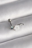 Litae Trend BFS 316L Çelik Gümüş Renk Zirkon Taş Detay Beyaz Çiçek Model Tragus Piercing - 1