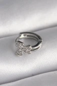 Litae Trend BFS 316L Çelik Gümüş Renk Zirkon Taşlı Kurdele Model Tragus Piercing - 1