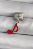 Litae Trend BFS 316L Çelik Gümüş Renk Kırmızı Nota Model Nomination Charm - 1
