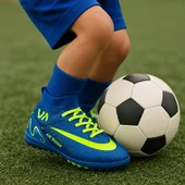 Çocuk Halı Saha Ayakkabısı Mavi Neon Sarısı - 1