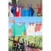 Buffer® Taşınabilir Seyahat Çamaşır İpi 12 Mandallı Klipsli Lastikli Çamaşır Mandalları - 8