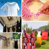 Buffer® Taşınabilir Seyahat Çamaşır İpi 12 Mandallı Klipsli Lastikli Çamaşır Mandalları - 3