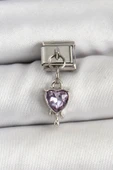 Litae Trend BFS 316L Çelik Gümüş Renk Mor Kalp Model Nomination Charm - 1
