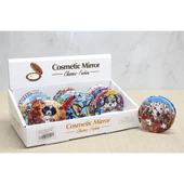 Sevimli Köpek Tasarımıyla Taş İşlemeli İnce El Aynası Yuvarlak Alk4577 - 1