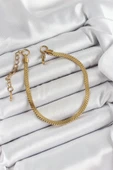 Litae Trend BFS 316L Çelik Gold Renk Yassı Zincir Model Kadın Bileklik thumbnail 2