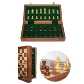 Mıknatıs Taşlı Ahşap Katlanabilir Kutulu Satranç Oyunu 17.5 Cm G611 - 1