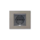 Grano Metalik Füme Kapaklı Topraklı Priz Antrasit Çerçeveli - 1