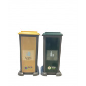 Sıfır Atık Geri Dönüşüm Atık Kutusu 2'li Set Plastik ve Cam-70 lt - 1