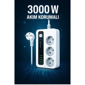 P10 3x Priz 3000w Akım Korumalı 4x Usb 2x Type-c Girişli Çoklu Priz - 1