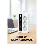 P10 3x Priz 3000w Akım Korumalı 4x Usb 2x Type-c Girişli Çoklu Priz - 2
