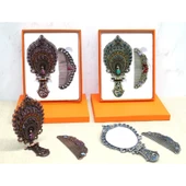 Tavuskuşu Katlanabilir Ayna Ve Tarak Seti Orta Boy Alk4984 - 1