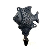 Antika Tarz Dekoratif Pirinç Balık Figürlü Askı - 84x51mm, Oksit - 1