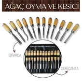 Litae Trend BFS  Elena 12 Parça Çantalı Ağaç Oyma ve Kesici Set - 1