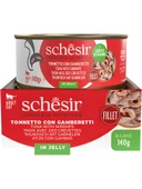 Schesir Tam ve Dengeli Ton Balığı ile Karidesli Jöle İçinde Kedi Konservesi 140g  Skt: 01/2028 thumbnail 2