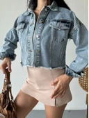 Çift kapaklı püsküllü crop buz mavi d2002 thumbnail 2