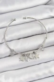 Litae Trend BFS Pirinç Zirkon Taşlı Kelebek Ve Yıldız Model Gümüş Renk Charm Bileklik - 1
