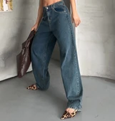 Baggy kar yıkama yeşil tint jeans pantolon d2007 - 3