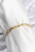 Litae Trend BFS Pirinç VIP Seri Gold Renk Zincir Model Kalpli Zirkon Taşlı Kadın Bileklik - 2