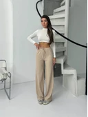 Fitilli şardonlu pantolon bej a4058 thumbnail 1