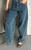Baggy kar yıkama yeşil tint jeans pantolon d2007 - 2