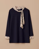 Büyük Beden Fular Yakalı Bluz Gala-Xi - 4