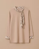 Büyük Beden Fular Yakalı Bluz Gala-Xi - 5