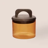 Mia Akasya Kulplu Cam Kavanoz - Amber - 350 ml thumbnail 1