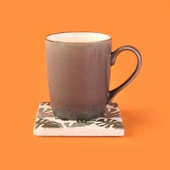 Kitchen Yapraklı Taş Bardak Altlığı - Renkli - 10x10 cm - 2