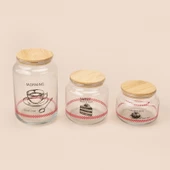 Toskana Jar 3'lü Kavanoz Seti - Açık Kahverengi / Şeffaf thumbnail 1