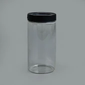 Vakumlu Cam Kavanoz - Şeffaf / Siyah - 600 ml - 1