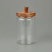 Akasya Kapaklı Cam Kavanoz - Kahverengi / Şeffaf - 700 ml thumbnail 1