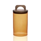 Mia Akasya Kulplu Cam Kavanoz - Amber - 1 lt thumbnail 3