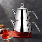 Çayeli Midi Çelik Çaydanlık Takımı - Gri - 1,8 lt + 1 lt thumbnail 1