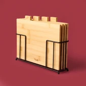 Rino 4'lü Metal Stantlı Kesme Tahtası - Açık Kahverengi - 27 cm thumbnail 1