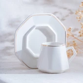 Elera Gold 6'lı Kahve Fincan Takımı - Beyaz / Gold - 90 ml thumbnail 1