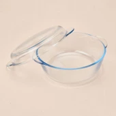 Twin Isıya Dayanıklı Yuvarlak Kapaksız Cam Tencere - Şeffaf thumbnail 3